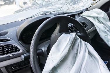 Car accident with deployed airbags