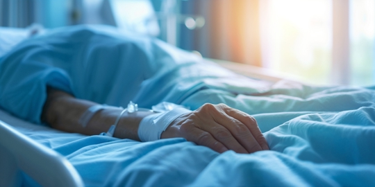 Hand in hospital bed