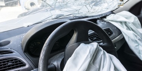 Car accident with deployed airbags